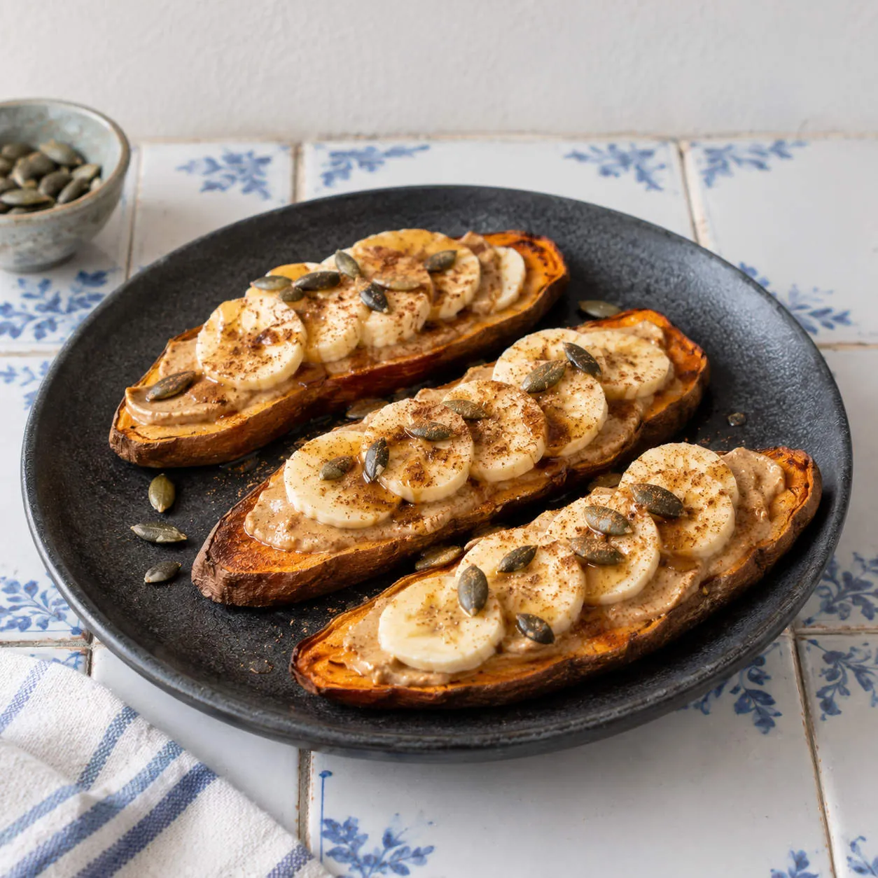 Sweet potato toast with almond butter