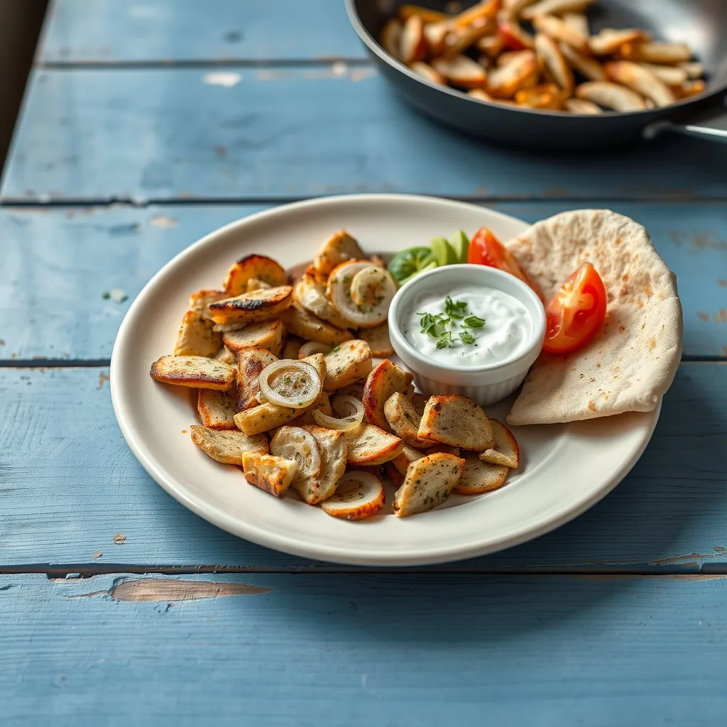 Hähnchen-Gyros-Pfanne mit Tzatziki