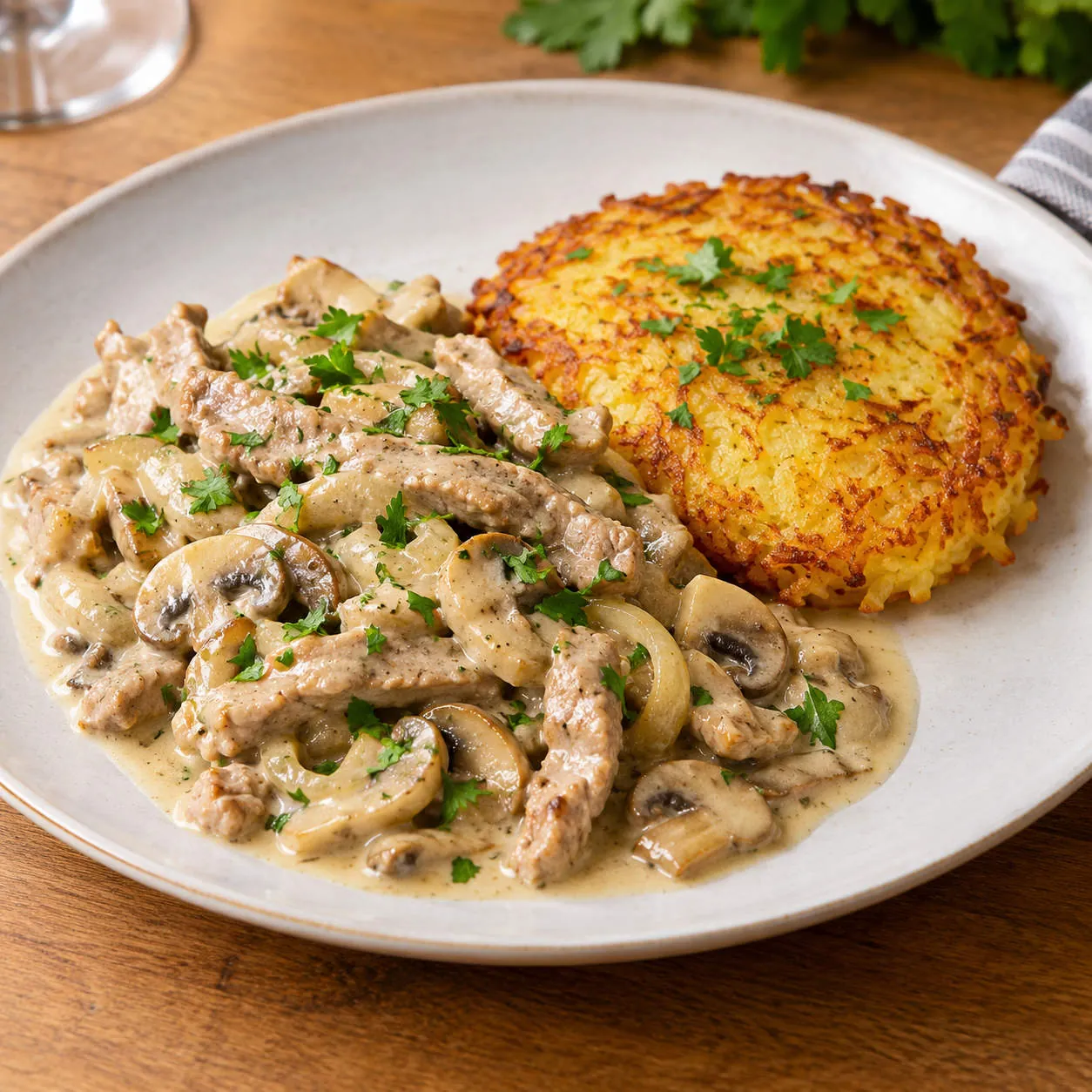 Zurich-style sliced pork with rösti