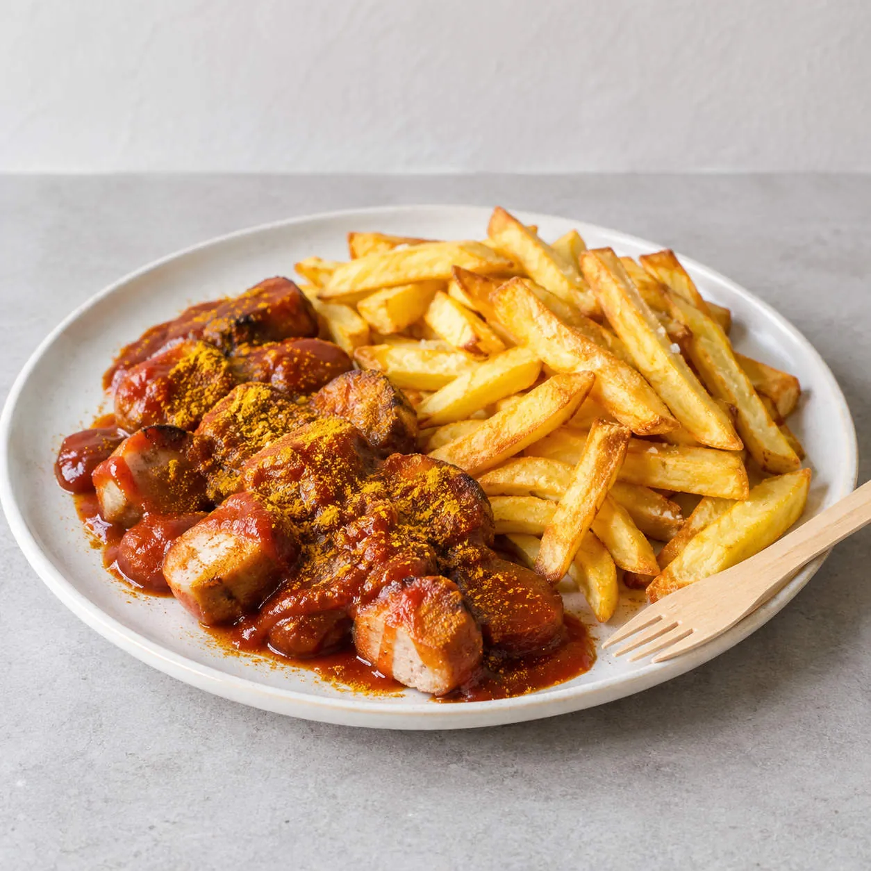 Currywurst with oven fries