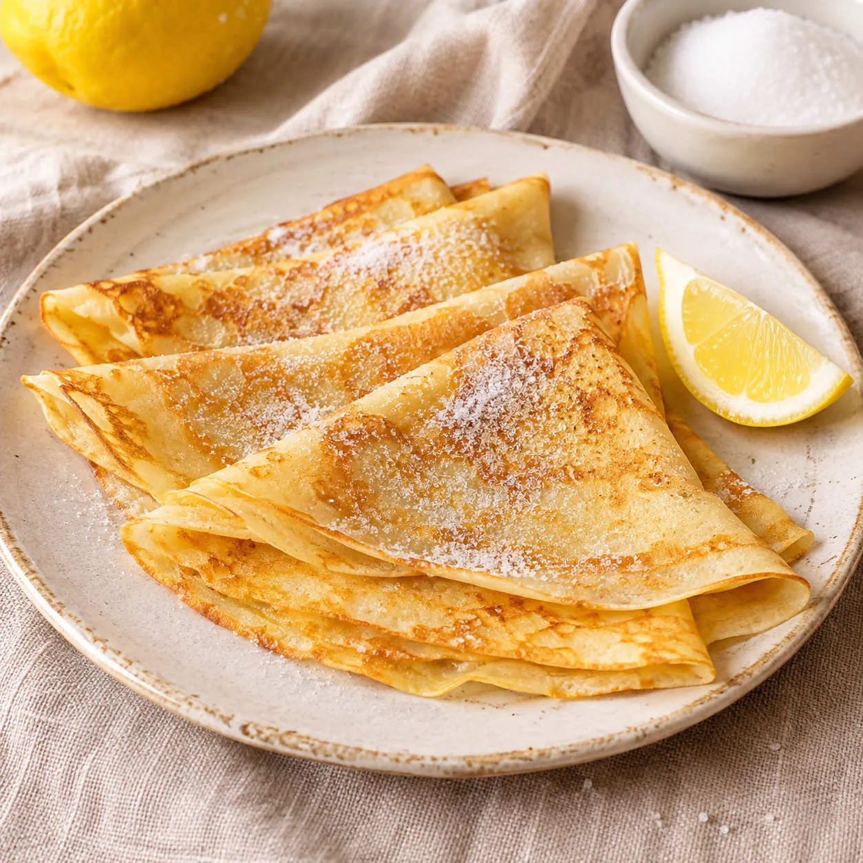 Crêpes mit Zitrone und Zucker