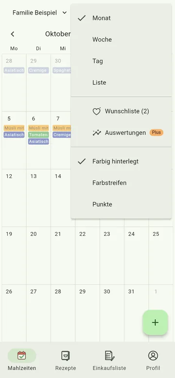 Das Ansichtsmenü