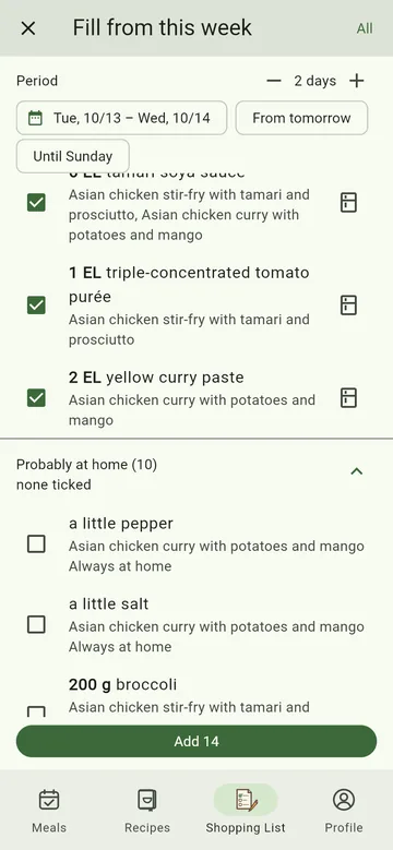 Ingredients from the week