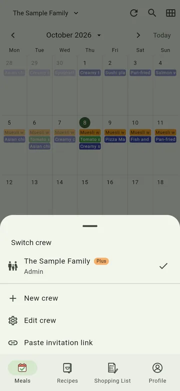 Switch, create or edit a crew