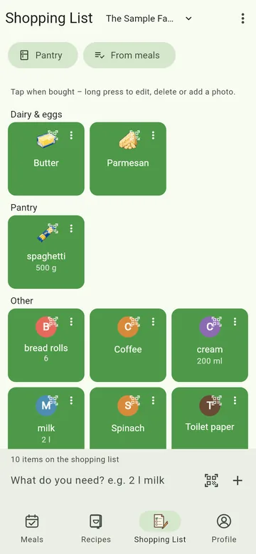 The shopping list