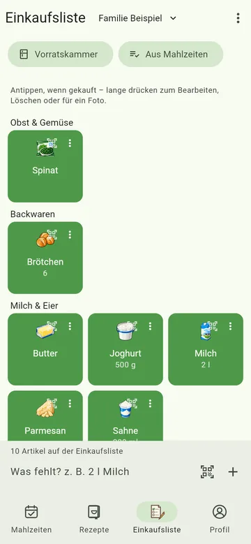 Die Einkaufsliste
