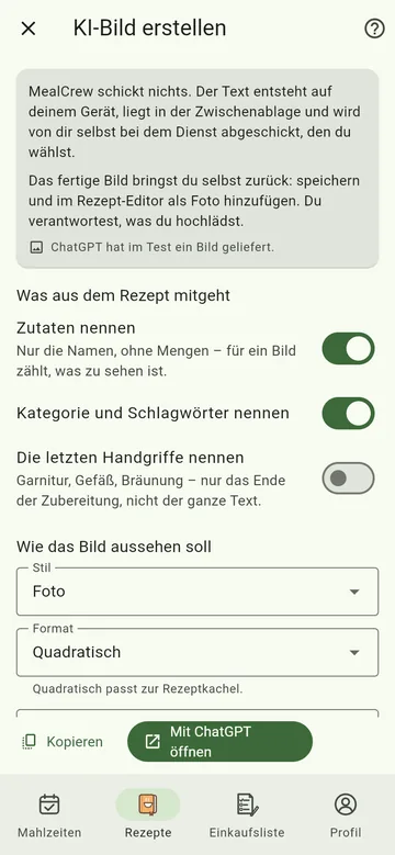 Das Bild beschreiben