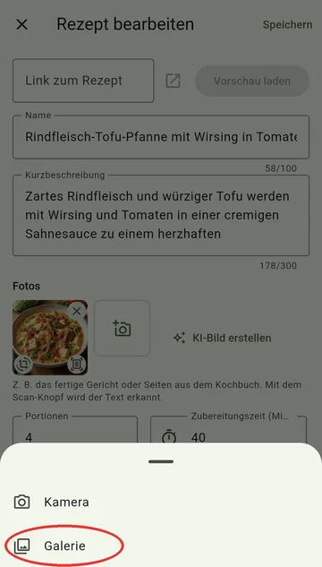 Das Bild aus der Galerie wählen