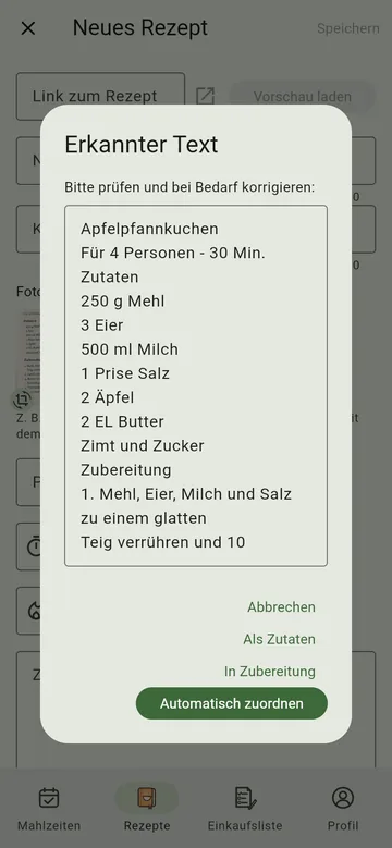 Der erkannte Text