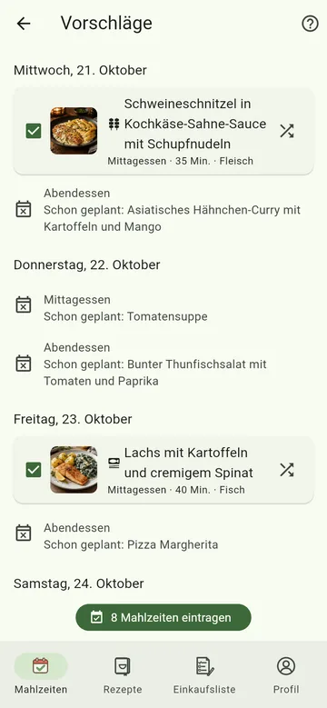 Die Vorschläge für die Woche