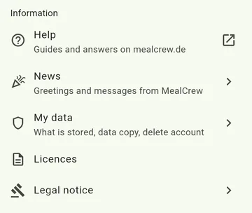 Help and info in the profile