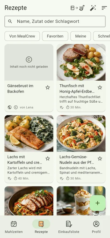 Die Rezeptliste